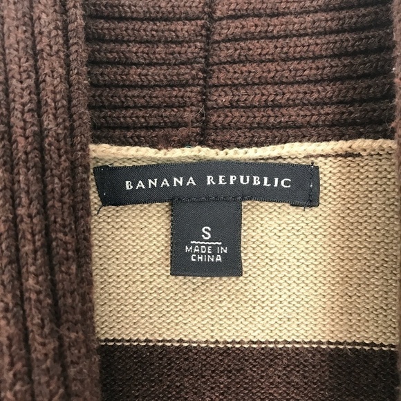 Banana Republic Striped Shawl Cotton Sweater Sz S - Picture 7 of 8